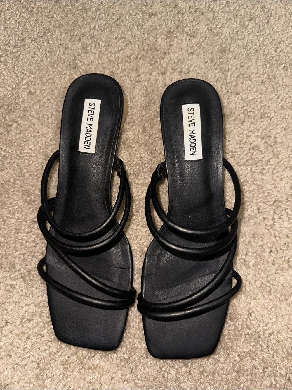 Steve Madden Black Strappy Square-Toe Sandals